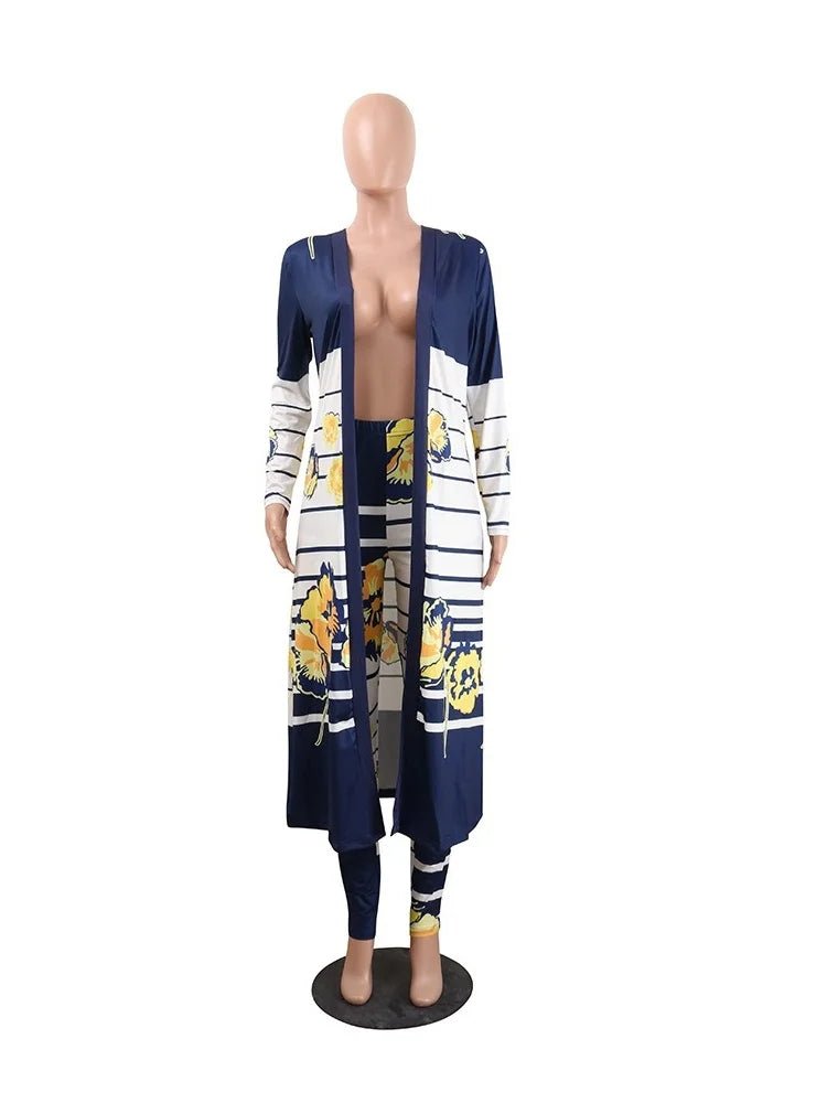 Mandotos International 2025 women's two-piece cardigan set, casual and sexy outfit with a stylish cardigan and matching pants.