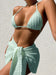 Girls' 2026 3-piece bikini set by MANDOTOS INTERNATIONAL, featuring a glistening swimsuit with matching cover-up dress for beach wear.