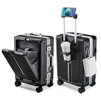 2026 US Warehouse MANDOTOS INTERNATIONAL 20-24 inch zipperless aluminum frame hard shell travel suitcase with front opening design
