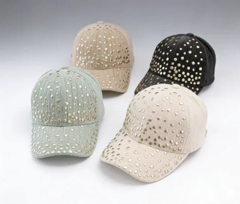Sparkle rhinestone studded adjustable baseball cap for women and men, outdoor sport sun hat by MANDOTOS INTERNATIONAL.