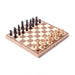 Mandotos International 30x30cm wooden chess set board for travel, includes chess pieces and game accessories.