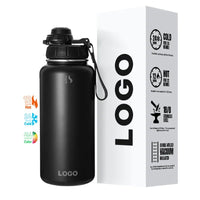 Mandotos International 32oz insulated stainless steel sports water bottle for gym, outdoor, and travel use.