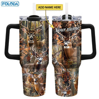 Mandotos International 40 oz stainless steel vacuum travel mug with handle, insulated for hot or cold beverages