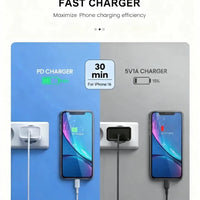 Mandotos International 40W PD fast charger with USB-C port for iPhone 11-16 Pro Max and iPad Air, supports quick charge.