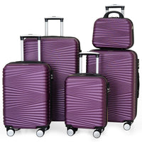 Mandotos International 5-piece family travel luggage set with vanity case, featuring elegant design, portable handles, and impact-resistant material.