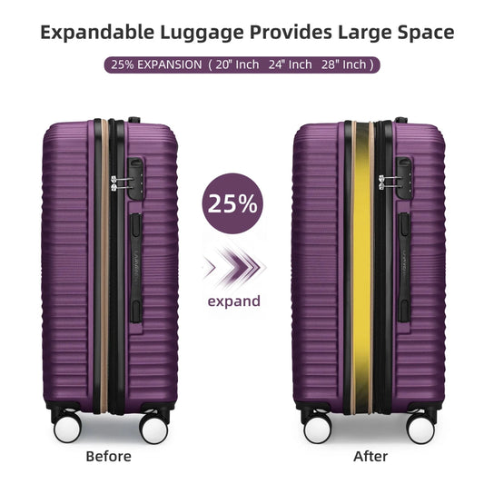 Mandotos International 5-piece family travel luggage set with vanity case, featuring elegant, portable, impact-resistant suitcases.