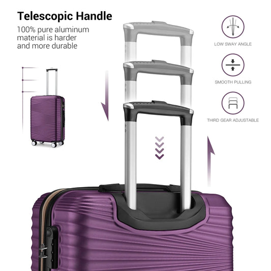 Mandotos International 5-piece family travel luggage set with vanity case, lightweight, impact-resistant, and stylish for travel.