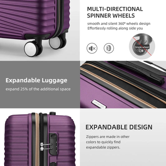 Mandotos International 5-piece family travel luggage set with vanity case, impact-resistant, portable, elegant design for trips