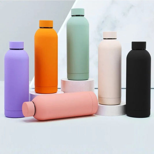 Mandotos International 500ml stainless steel insulated sports water bottle with a sleek design and leak-proof cap.
