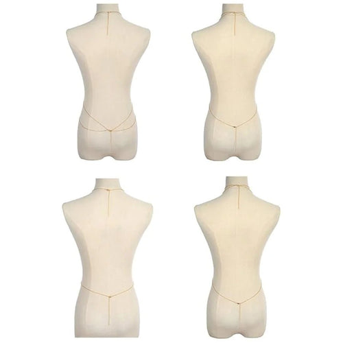 Gold tone 8-piece body chain set for women, featuring belly and waist chains ideal for summer beach bikinis and body jewelry.