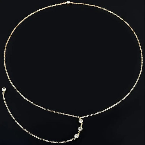 Set of 8 gold-tone body chains for women, featuring waist and belly chain jewelry perfect for summer beach bikinis and bikinis.