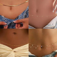 8-piece gold-plated waist chain set with beaded, sequin, and CZ coin designs, adjustable belly belt jewelry from MANDOTOS INTERNATIONAL.