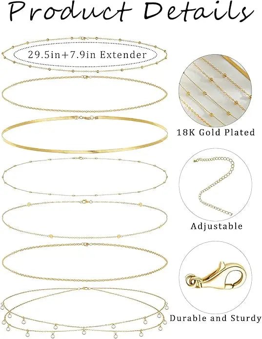 8-piece gold-plated waist chain set with beaded, sequin, CZ coin accents, adjustable belly belt jewelry by MANDOTOS INTERNATIONAL.
