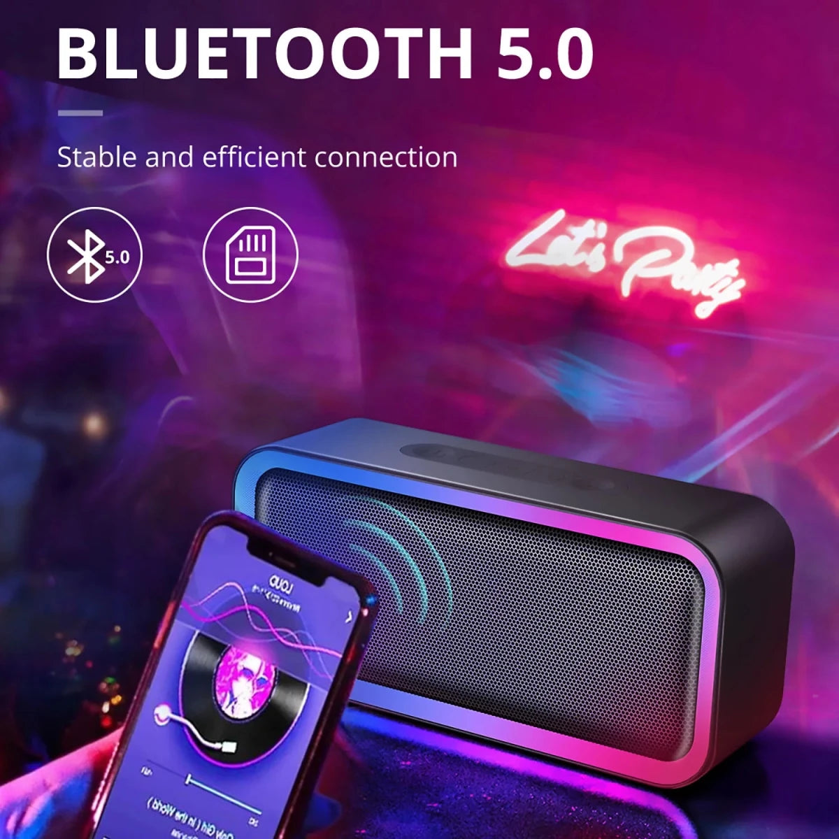 ACOME A6 waterproof Bluetooth speaker by MANDOTOS INTERNATIONAL with 10W RGB lighting, TWS V5.0, and bass performance.