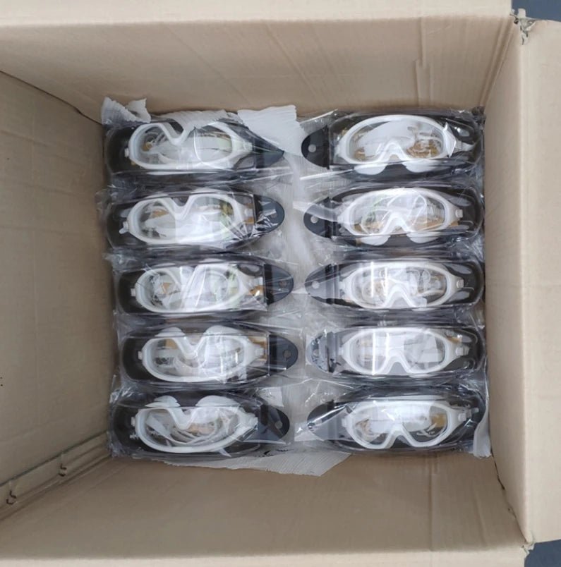 Adult Women swim goggles with clear lens and no-leaking design, sports sunglasses with a transparent frame by MANDOTOS INTERNATIONAL.