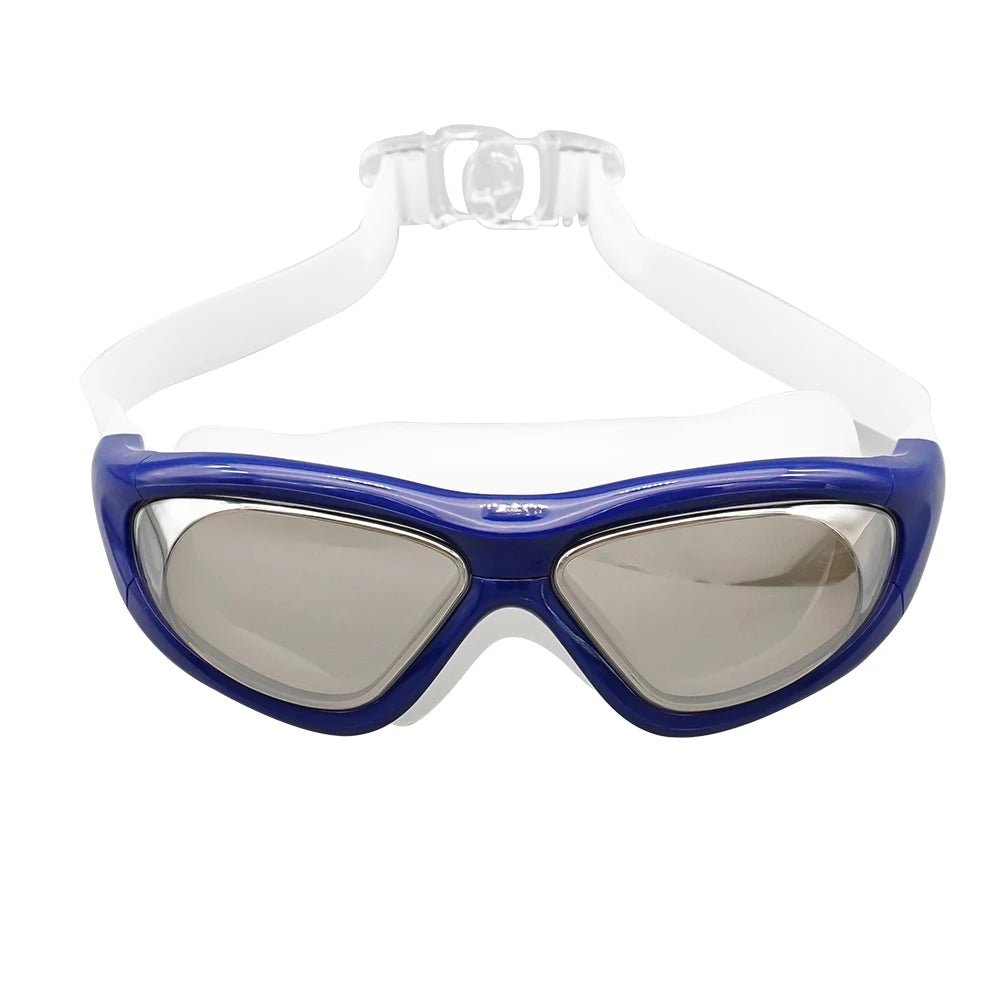 Adult women swimming goggles with clear lens and no-leak design, featuring a clear frame and sports style by MANDOTOS INTERNATIONAL.