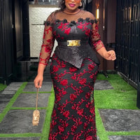 Mandotos International African dress for women, plus size, sequin evening gown, dashiki Ankara outfit, long party dress, stylish robe