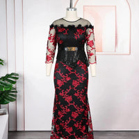 Mandotos International African women’s sequin evening dress, long plus size dashiki Ankara outfit for party and special occasions.