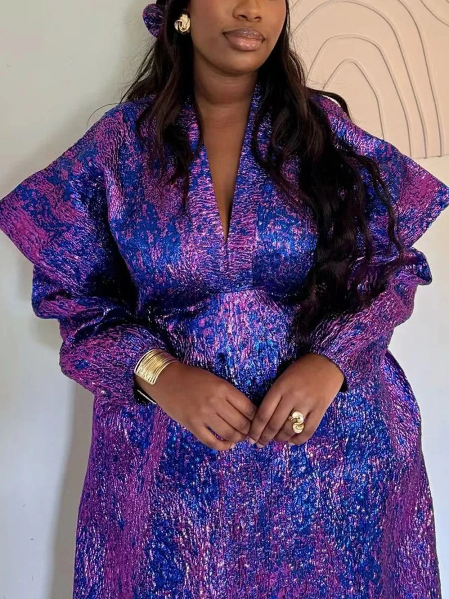 Mandotos International African women’s traditional dress, colorful dashiki and Ankara gown with long, flowing maxi style.
