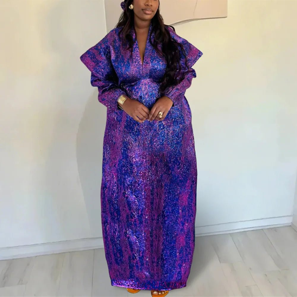 Mandotos International African women’s traditional dress, vibrant Ankara dashiki gown with long maxi style and Muslim kaftan design.