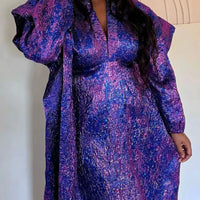 Mandotos International African dress for women, traditional dashiki Ankara gown with long maxi style and Muslim kaftan design.