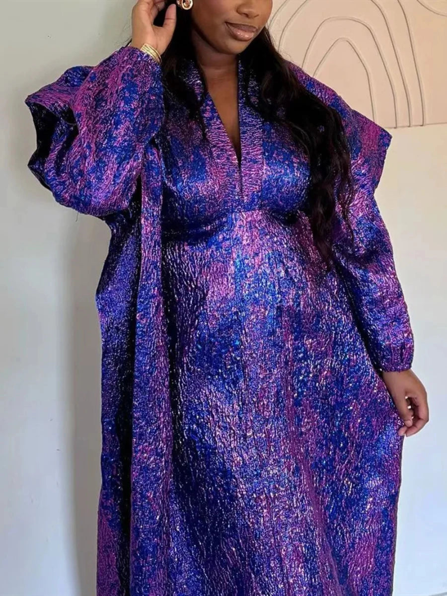Mandotos International African dress for women, traditional dashiki Ankara gown with long maxi style and Muslim kaftan design.