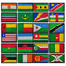 Embroidery patches featuring African flags of Morocco, Nigeria, Gabon, Libya, and Namibia by MANDOTOS INTERNATIONAL.