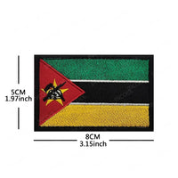 Set of African flags and badges embroidery patches featuring Morocco, Nigeria, Gabon, Libya, and Namibia by MANDOTOS INTERNATIONAL.