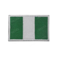 Set of African flags and badges embroidery patches featuring Morocco, Nigeria, Gabon, Libya, and Namibia by MANDOTOS INTERNATIONAL