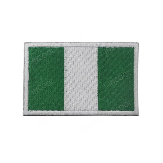 Set of African flags and badges embroidery patches featuring Morocco, Nigeria, Gabon, Libya, and Namibia by MANDOTOS INTERNATIONAL
