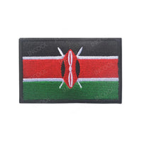 Embroidery patches of African flags and badges featuring Morocco, Nigeria, Gabon, Libya, and Namibia by MANDOTOS INTERNATIONAL.