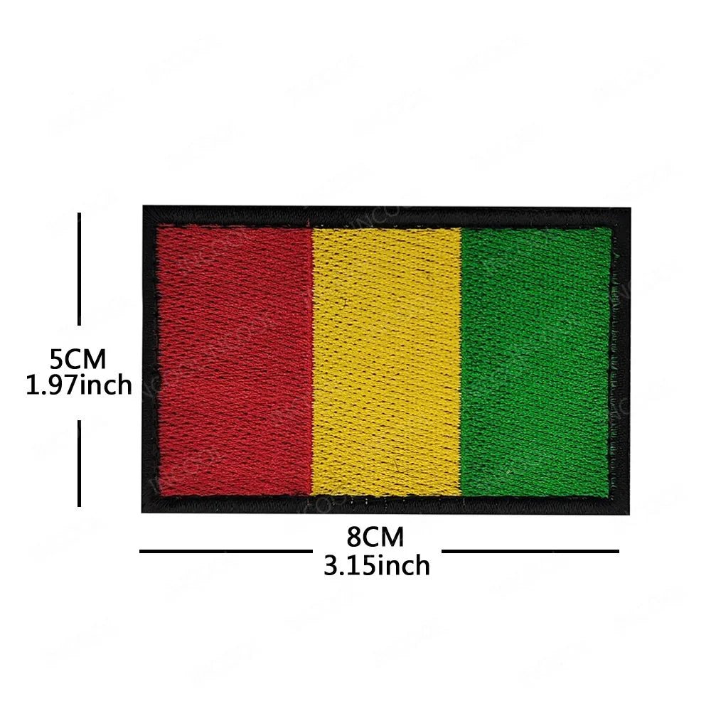 Embroidery patches featuring African flags and badges for Morocco, Nigeria, Gabon, Libya, Namibia by MANDOTOS INTERNATIONAL.