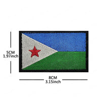Embroidery patches featuring African flags and badges from Morocco, Nigeria, Gabon, Libya, and Namibia by MANDOTOS INTERNATIONAL.