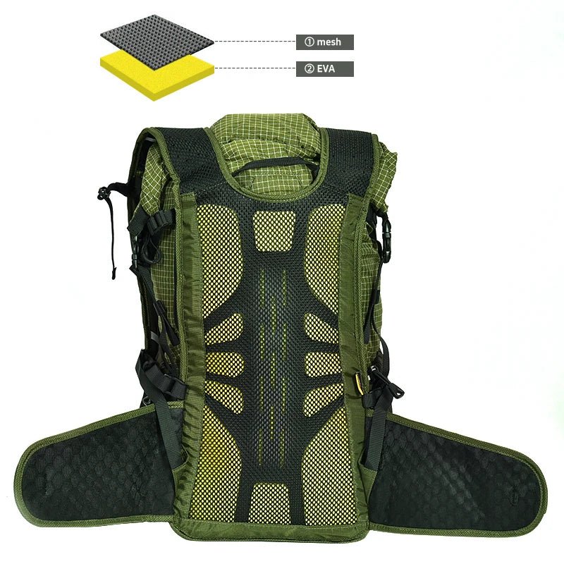 Mandotos International ANMEILU large capacity nylon backpack for mountain camping, travel, and hiking with multiple compartments
