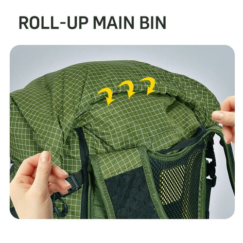 MANDOTOS INTERNATIONAL ANMEILU large capacity nylon backpack for mountain camping, travel, and hiking with multiple compartments.