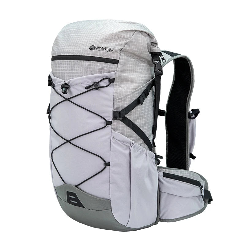 Mandotos International ANMEILU large capacity nylon backpack with multiple compartments, ideal for mountain camping, travel, and hiking.