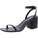 Audrina black leather sandals by MANDOTOS INTERNATIONAL featuring a stylish open-toe design and ankle strap.