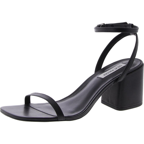 Audrina black leather sandals by MANDOTOS INTERNATIONAL featuring a stylish open-toe design and ankle strap.
