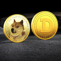 Mandotos International physical metal crypto coins including Bitcoin, Ethereum, Dogecoin, and more in plastic case.