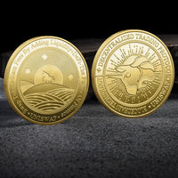 Mandotos International metal crypto coin collection including Bitcoin, Ethereum, Dogecoin, XRP, and other digital currency coins in plastic case.