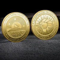 Mandotos International metal crypto coin collection including Bitcoin, Ethereum, Dogecoin, XRP, and other digital currency coins in plastic case.