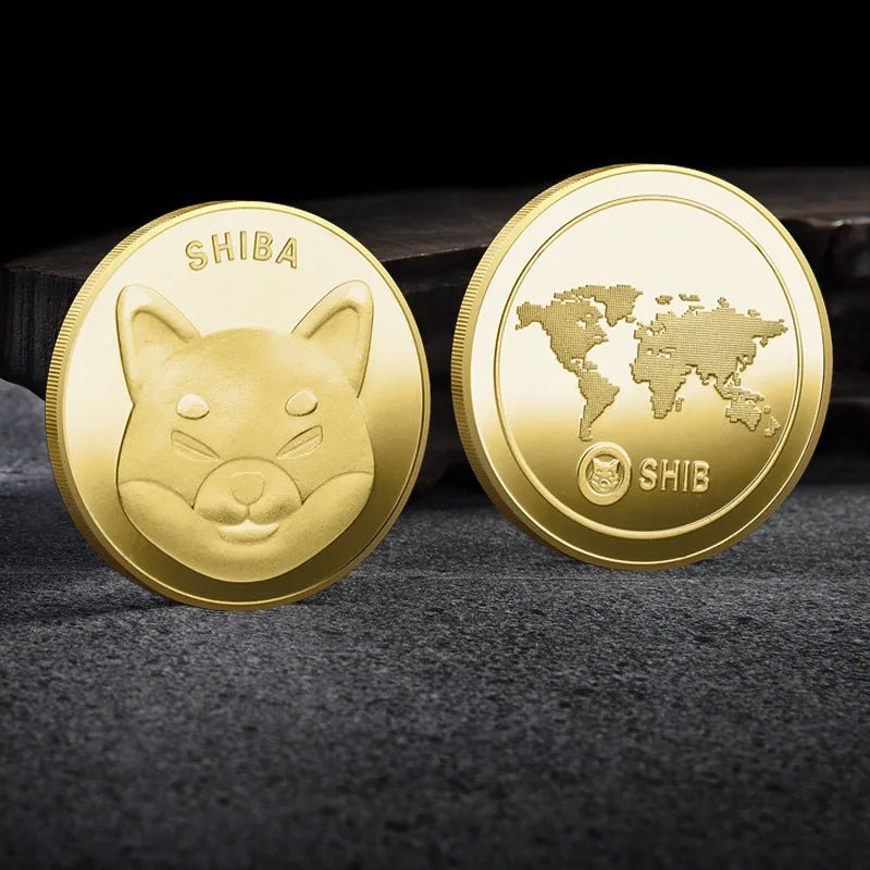 Mandotos International Bitcoin, Ethereum, ADA, XRP, Dogecoin, Litecoin, and other metal crypto coins in a plastic case.