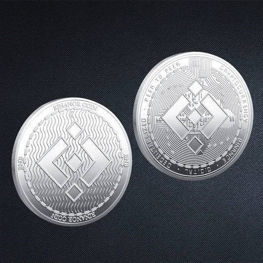 Mandotos International collection of physical metal crypto coins featuring Bitcoin, Ethereum, Dogecoin, and more in a plastic case.