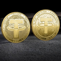 Mandotos International physical metal crypto currency coin collection featuring Bitcoin, Ethereum, Dogecoin, Ripple, and more in a plastic case.