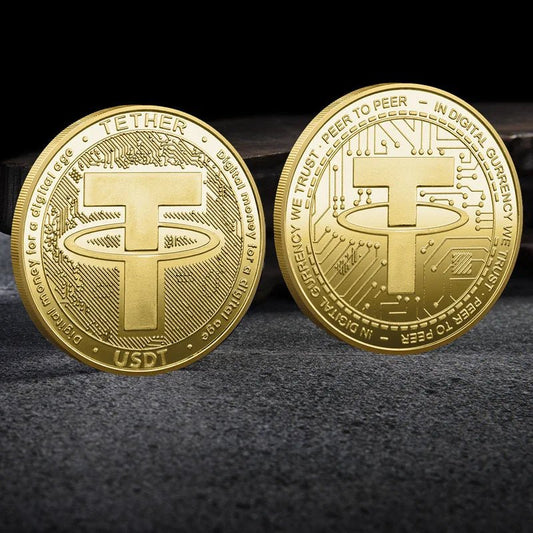 Mandotos International physical metal crypto currency coin collection featuring Bitcoin, Ethereum, Dogecoin, Ripple, and more in a plastic case.