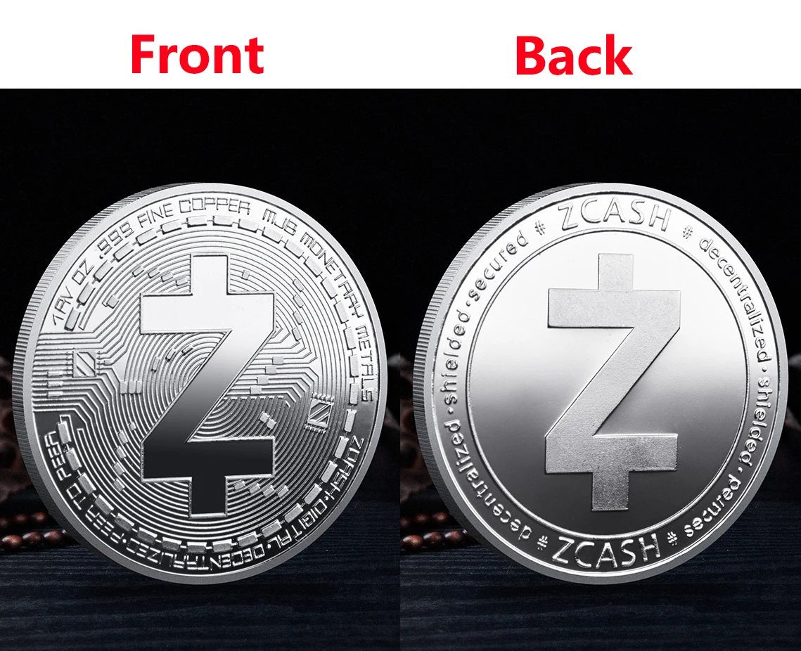 Mandotos International collection of physical metal crypto coins including Bitcoin, Ethereum, Dogecoin, and more in a plastic case.