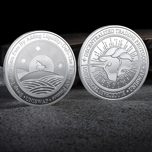Mandotos International Bitcoin BTC ETH ADA XLM SHIB DOGE XRP SOL DOT LINK LTC UNI metal crypto currency coin collection with plastic case