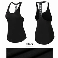 Black sleeveless yoga top for women by Mandotos International, backless fitness shirt, featuring a comfortable fit for active wear.
