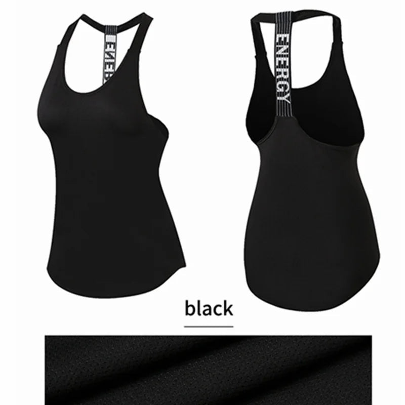 Black sleeveless yoga top for women by Mandotos International, backless fitness shirt, featuring a comfortable fit for active wear.