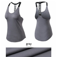 Black sleeveless yoga top for women by MANDOTOS INTERNATIONAL, backless fitness shirt with a comfortable, fitted design for exercise.